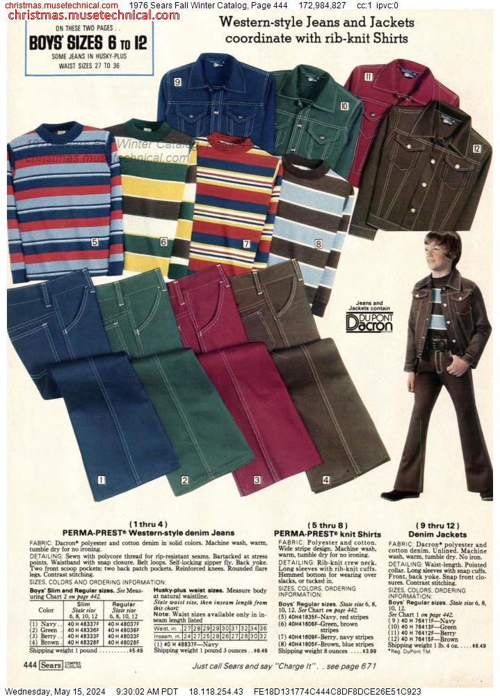 1976 Sears Fall Winter Catalog, Page 444