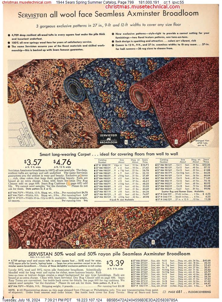 1944 Sears Spring Summer Catalog, Page 799