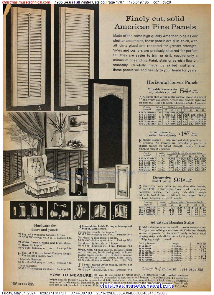 1965 Sears Fall Winter Catalog, Page 1707