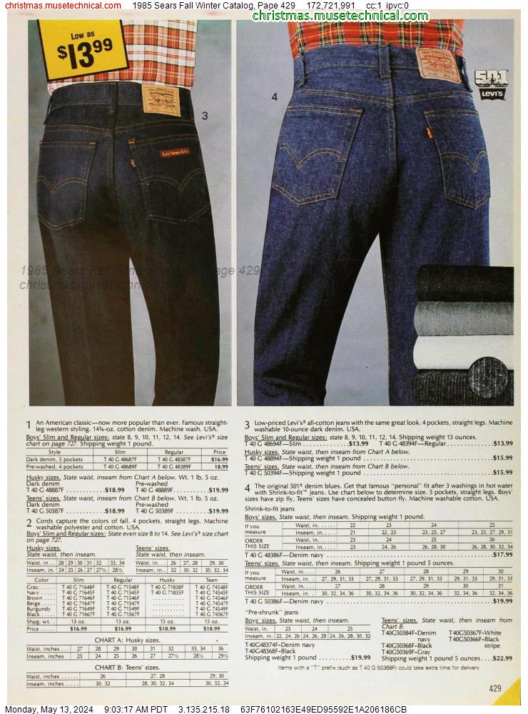 1985 Sears Fall Winter Catalog, Page 429