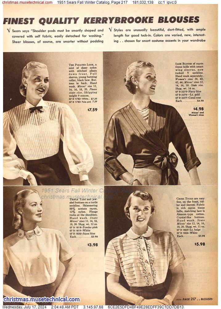 1951 Sears Fall Winter Catalog, Page 217