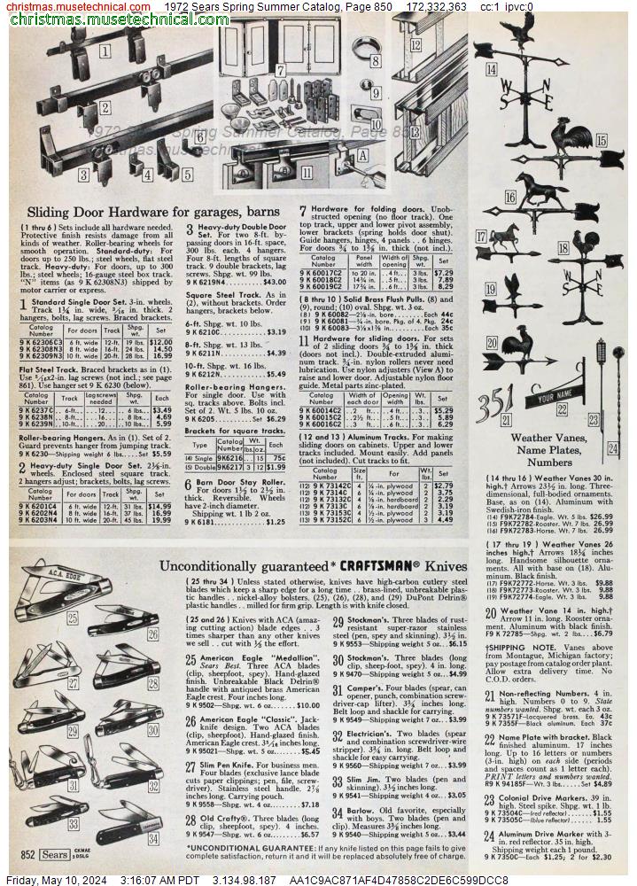 1972 Sears Spring Summer Catalog, Page 850