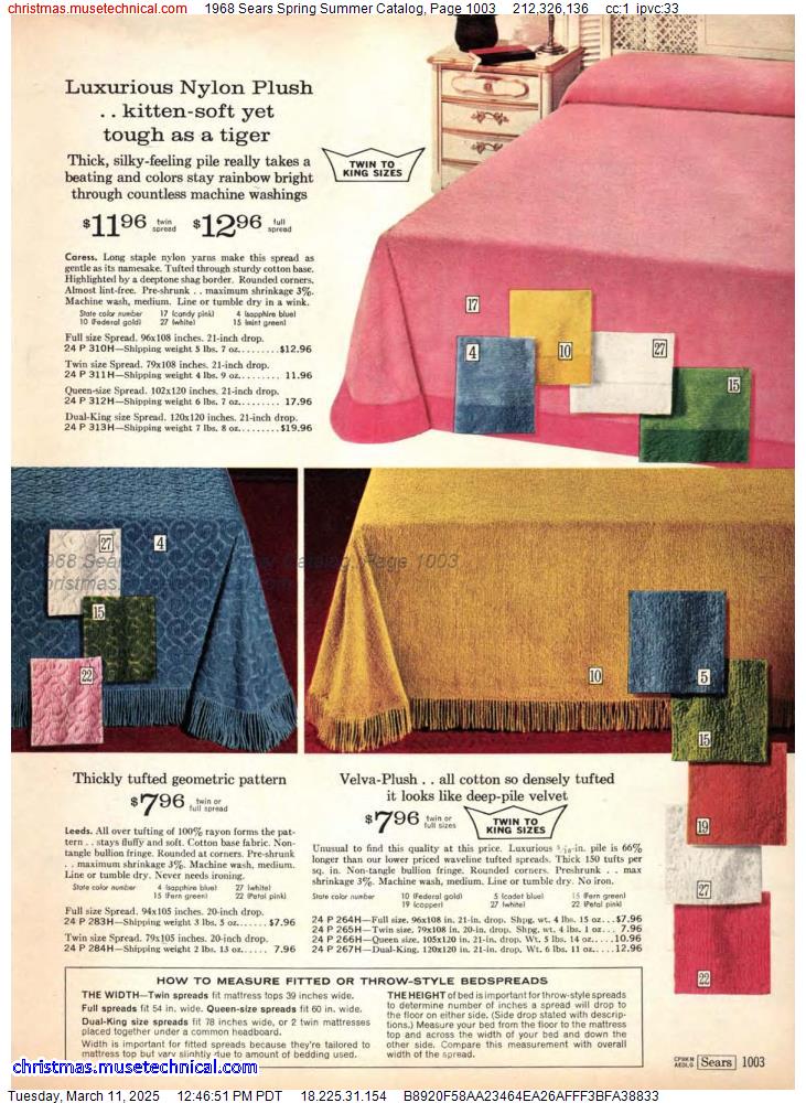 1968 Sears Spring Summer Catalog, Page 1003