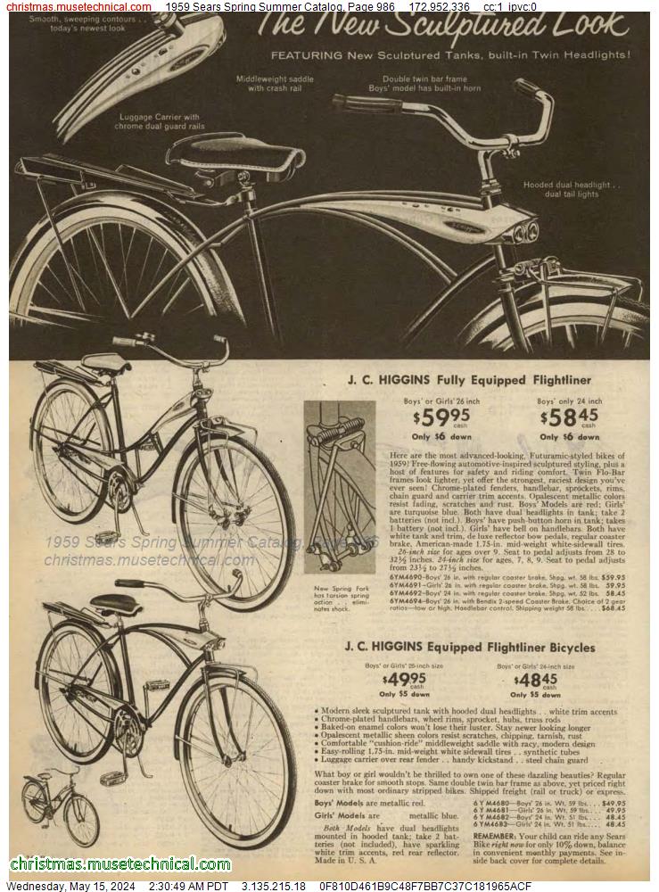 1959 Sears Spring Summer Catalog, Page 986