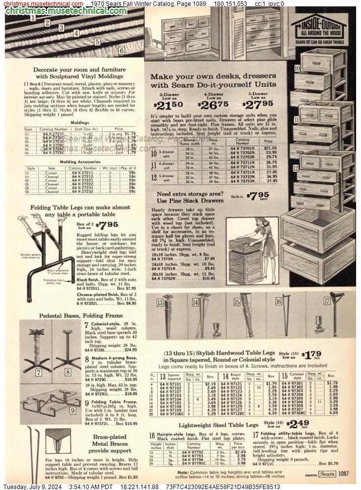 1970 Sears Fall Winter Catalog, Page 1089
