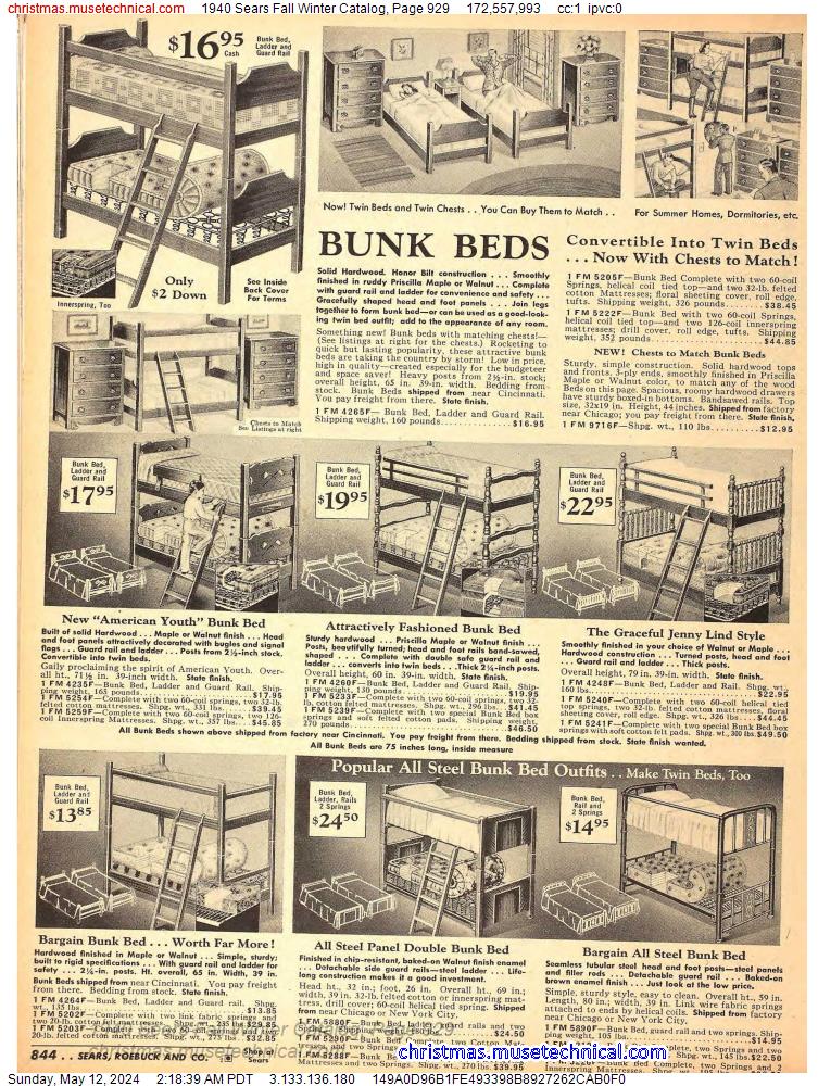 1940 Sears Fall Winter Catalog, Page 929