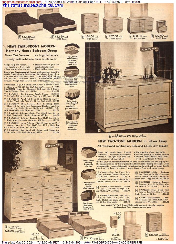1955 Sears Fall Winter Catalog, Page 921