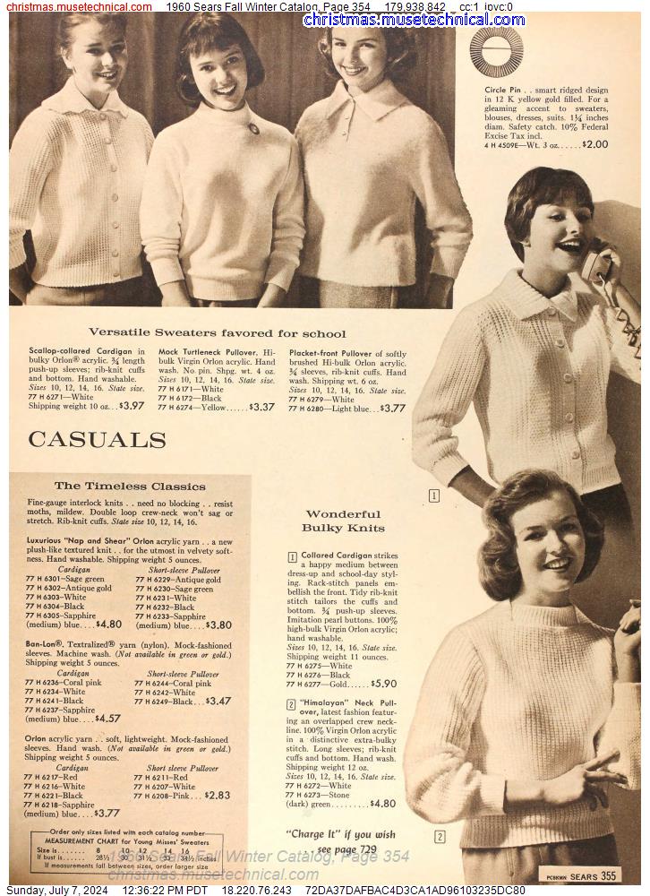 1960 Sears Fall Winter Catalog, Page 354