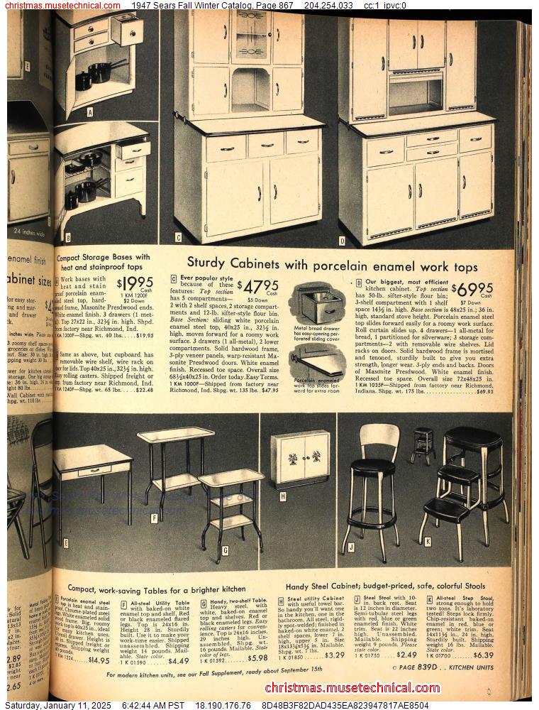 1947 Sears Fall Winter Catalog, Page 867