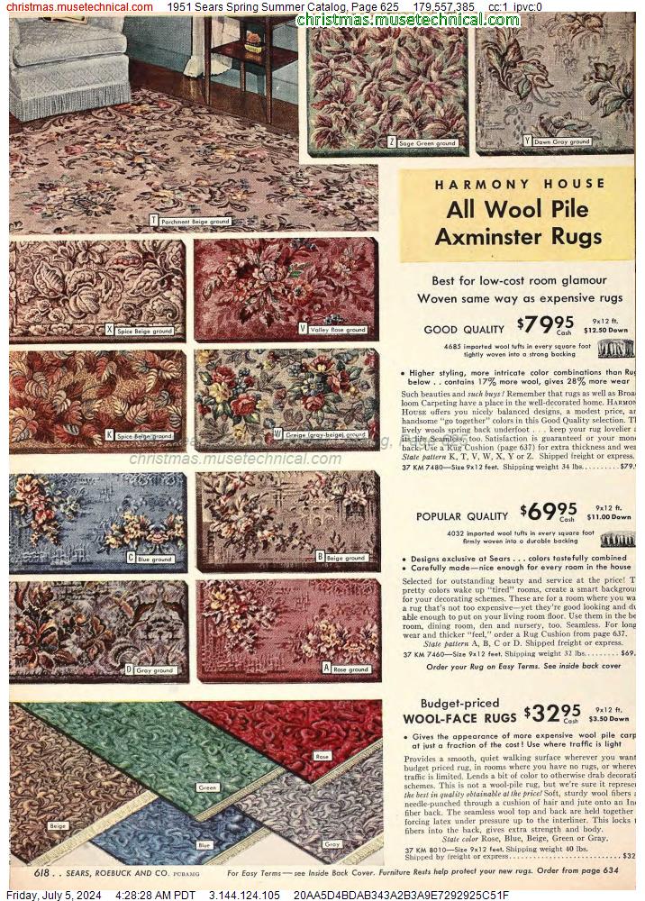 1951 Sears Spring Summer Catalog, Page 625