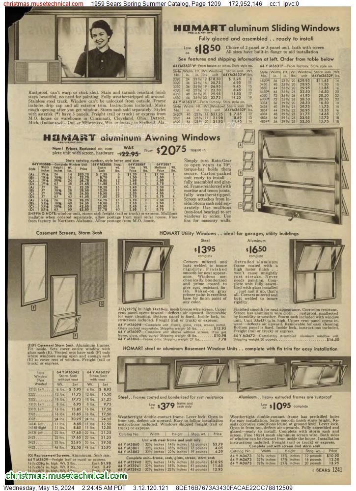 1959 Sears Spring Summer Catalog, Page 1209