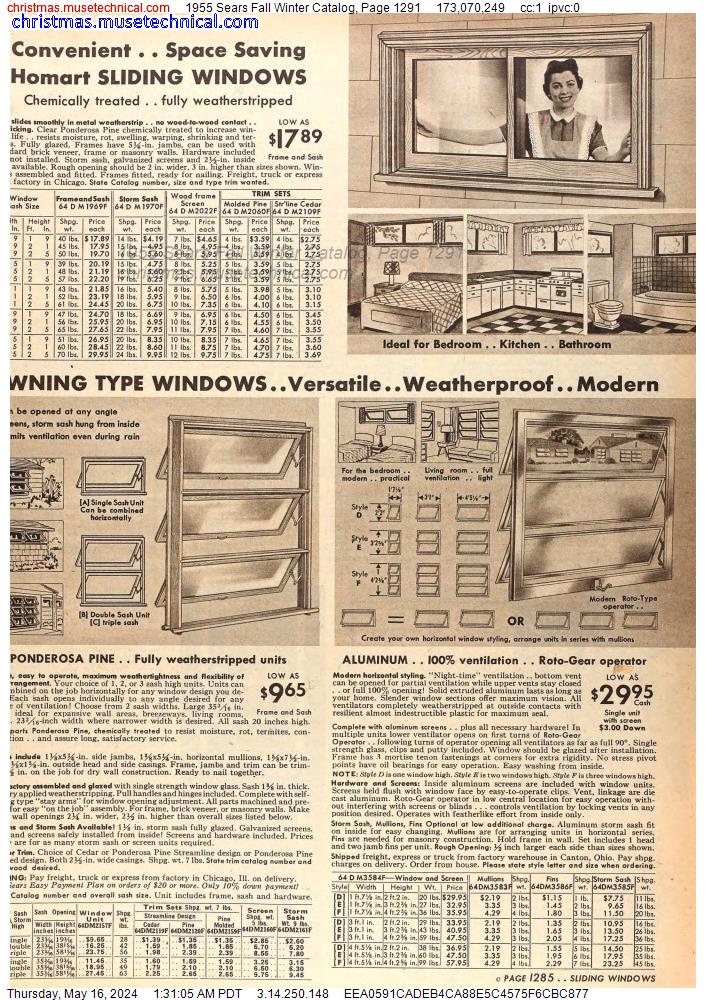 1955 Sears Fall Winter Catalog, Page 1291