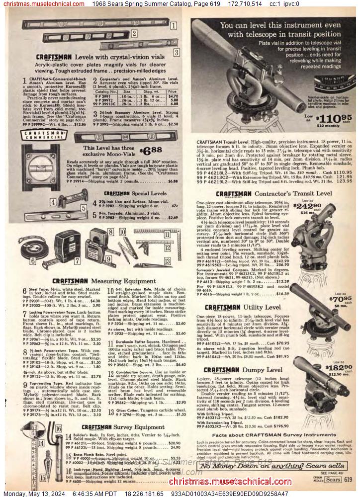 1968 Sears Spring Summer Catalog, Page 619