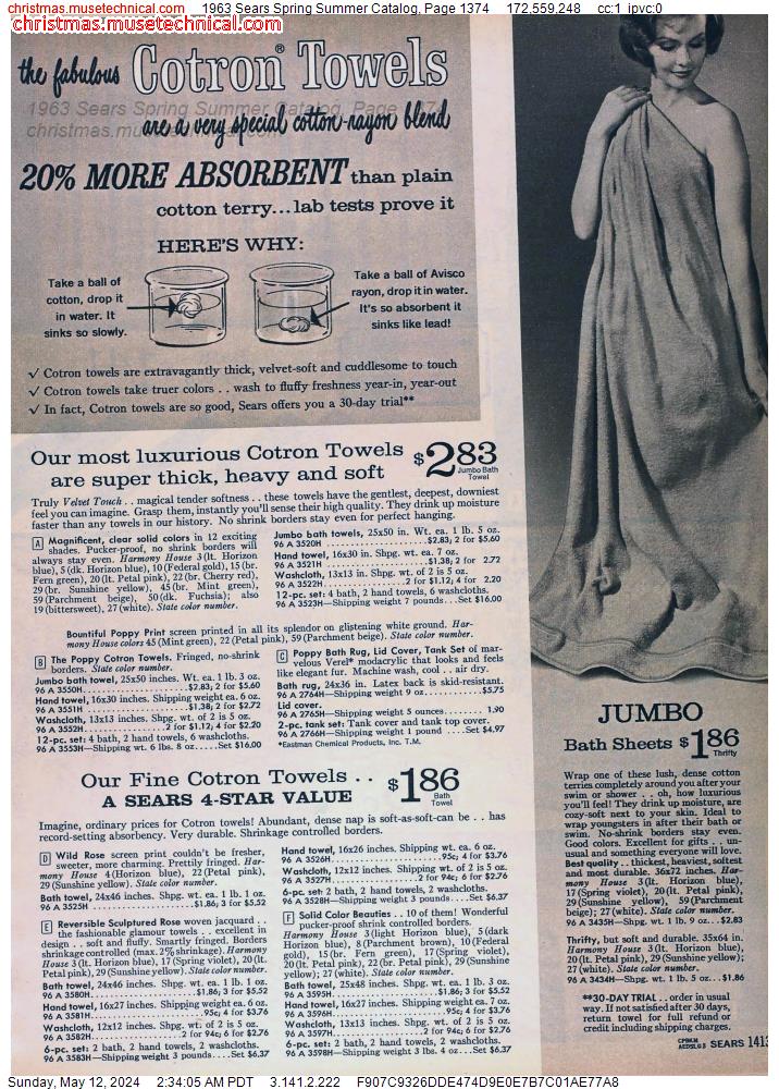 1963 Sears Spring Summer Catalog, Page 1374