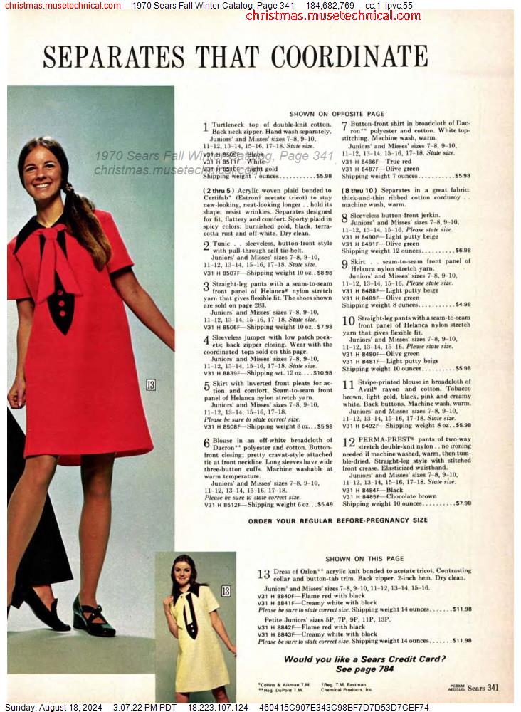 1970 Sears Fall Winter Catalog, Page 341