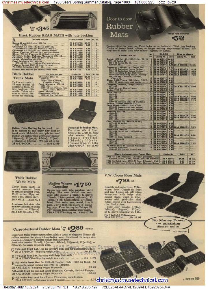 1965 Sears Spring Summer Catalog, Page 1003