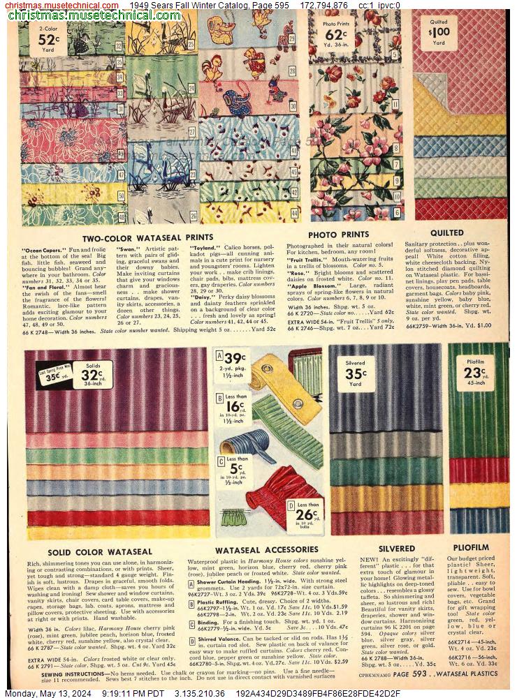 1949 Sears Fall Winter Catalog, Page 595