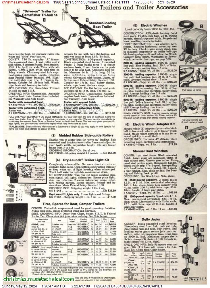 1980 Sears Spring Summer Catalog, Page 1111