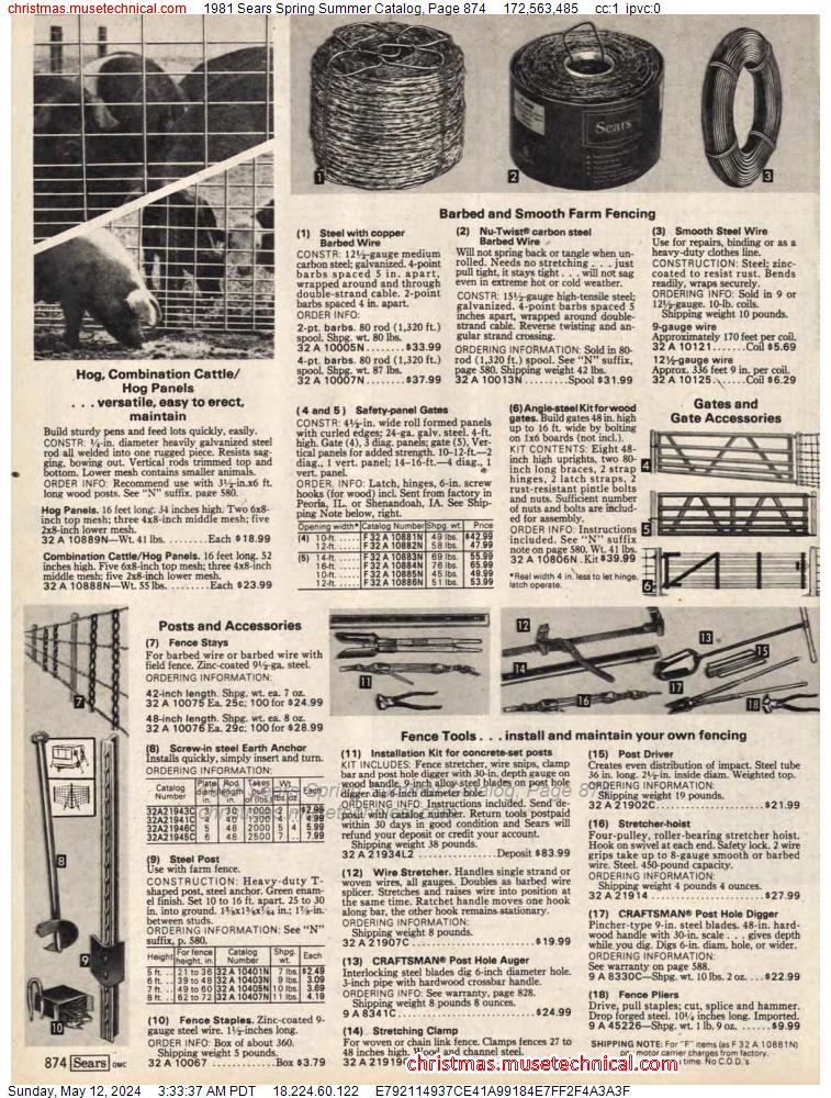 1981 Sears Spring Summer Catalog, Page 874
