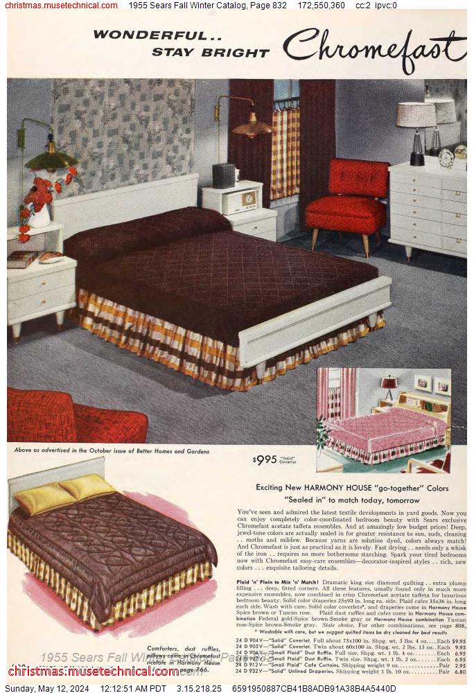 1955 Sears Fall Winter Catalog, Page 832