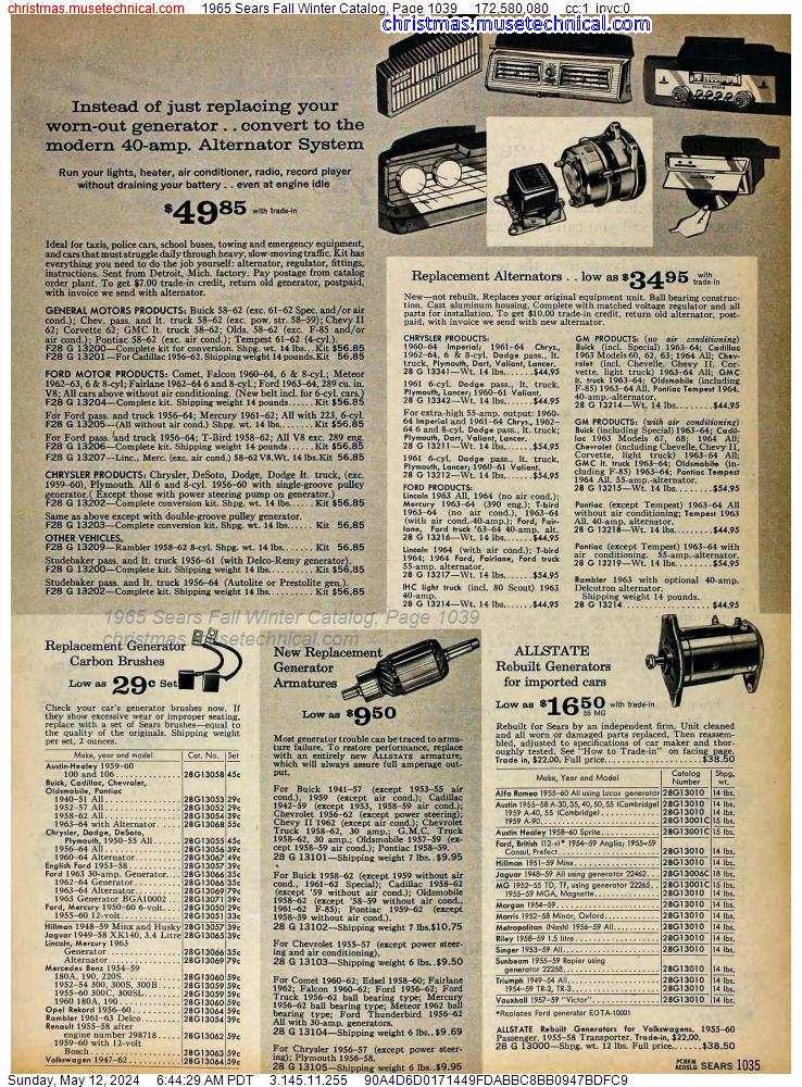 1965 Sears Fall Winter Catalog, Page 1039