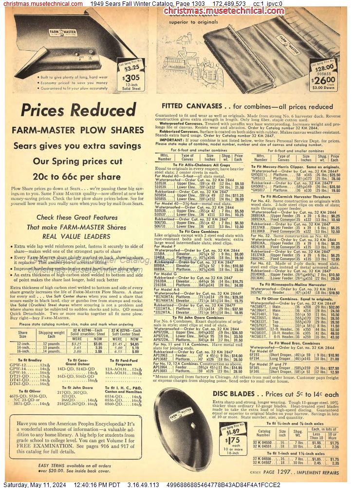 1949 Sears Fall Winter Catalog, Page 1303
