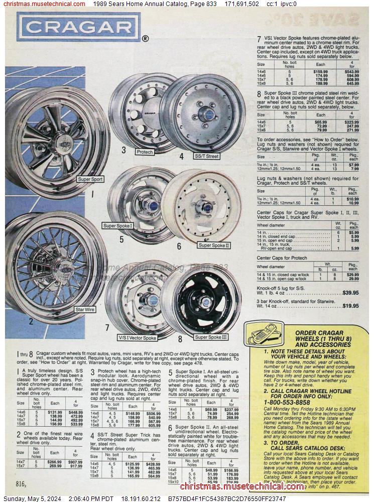 1989 Sears Home Annual Catalog, Page 833