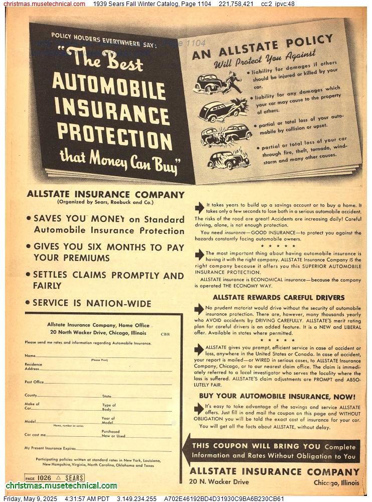 1939 Sears Fall Winter Catalog, Page 1104
