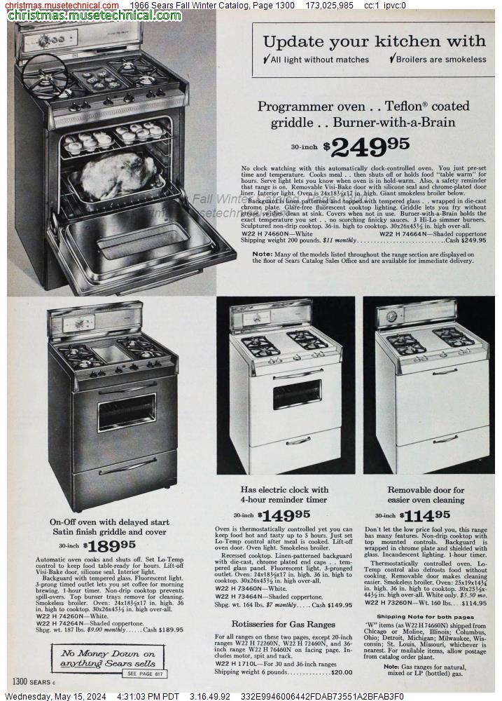1966 Sears Fall Winter Catalog, Page 1300