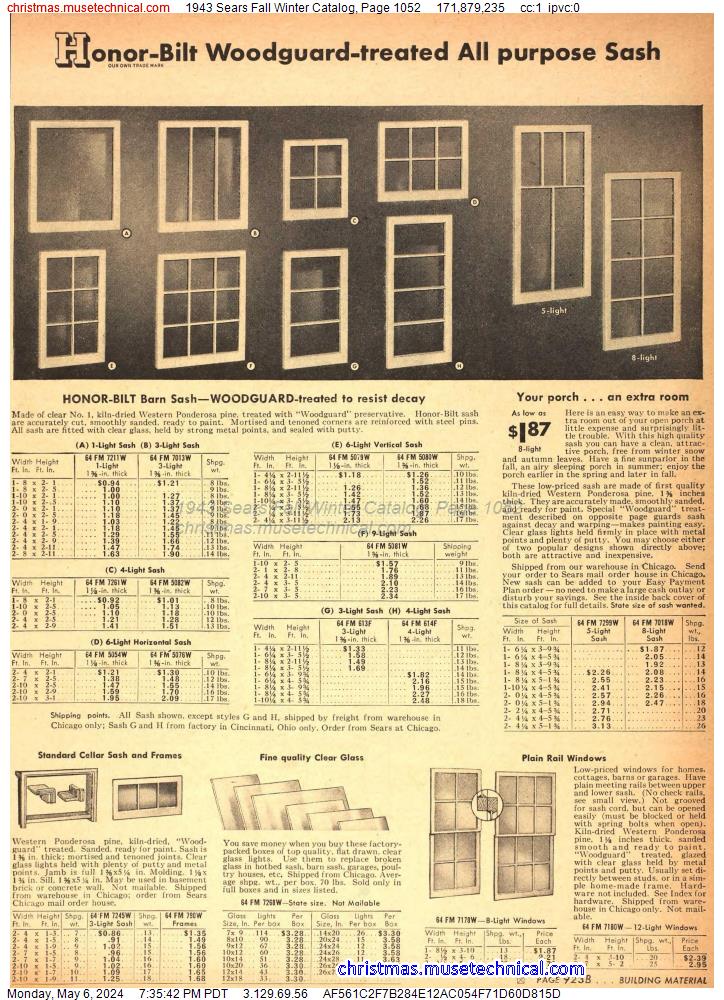 1943 Sears Fall Winter Catalog, Page 1052