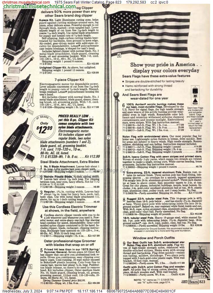 1975 Sears Fall Winter Catalog, Page 823