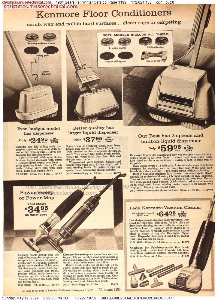 1961 Sears Fall Winter Catalog, Page 1199