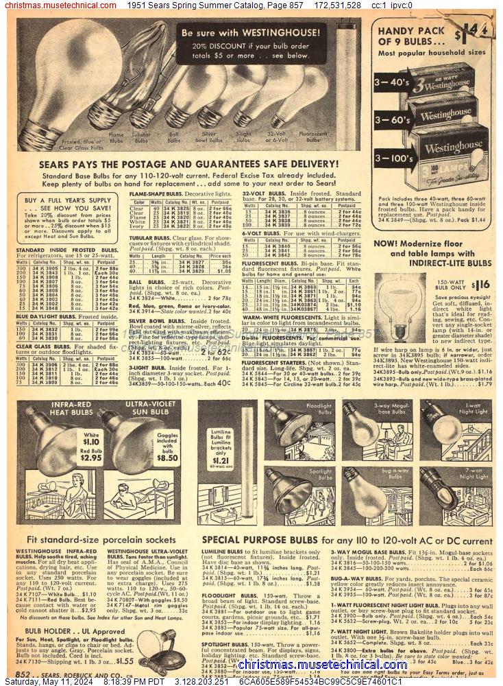 1951 Sears Spring Summer Catalog, Page 857