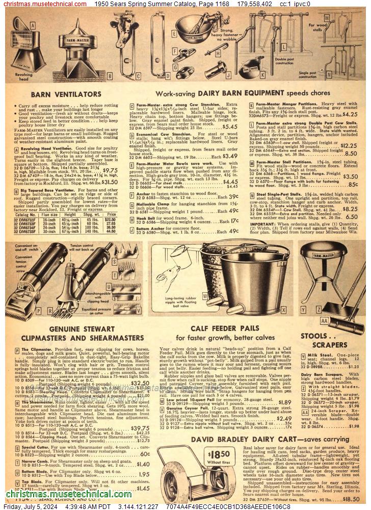 1950 Sears Spring Summer Catalog, Page 1168