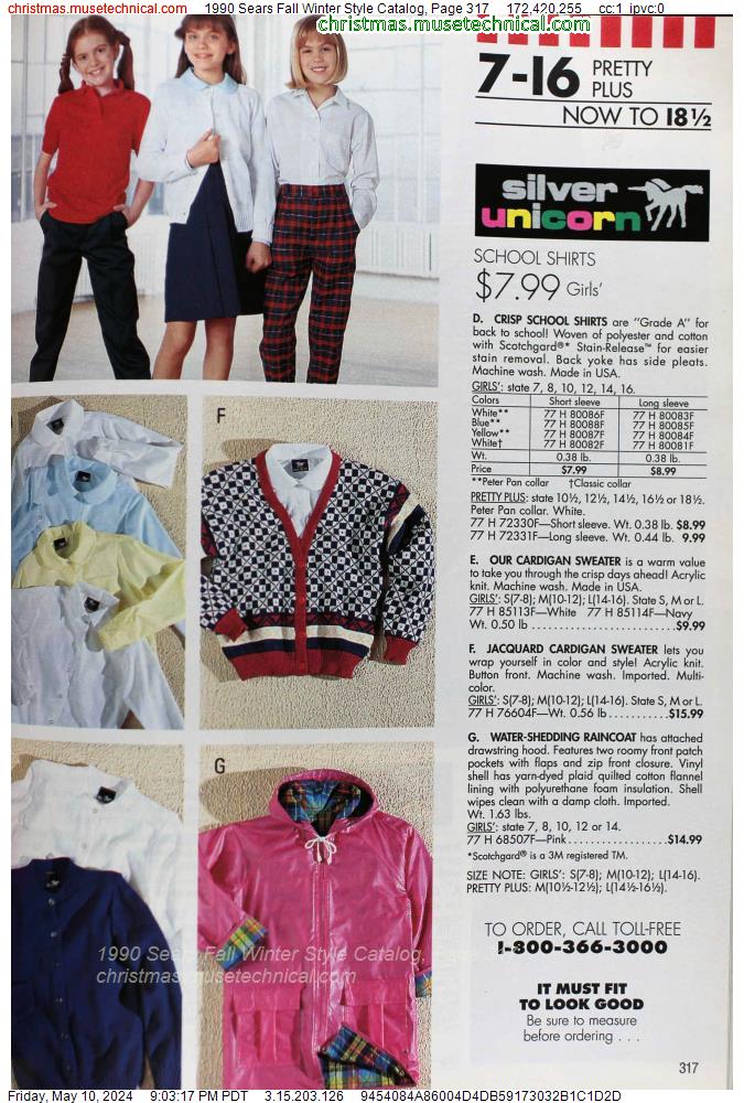 1990 Sears Fall Winter Style Catalog, Page 317