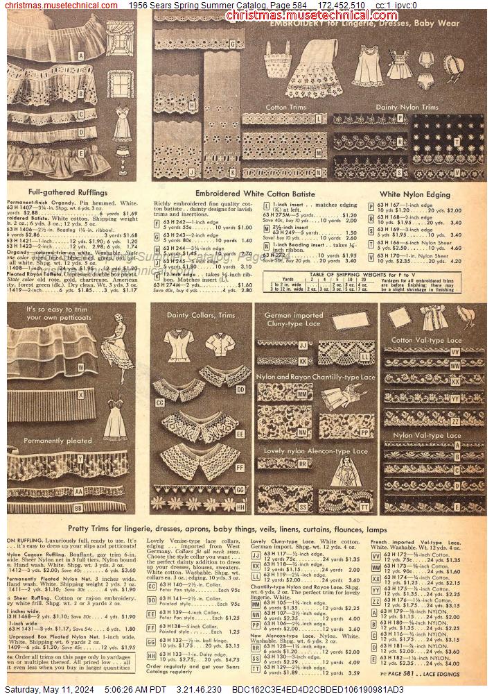 1956 Sears Spring Summer Catalog, Page 584