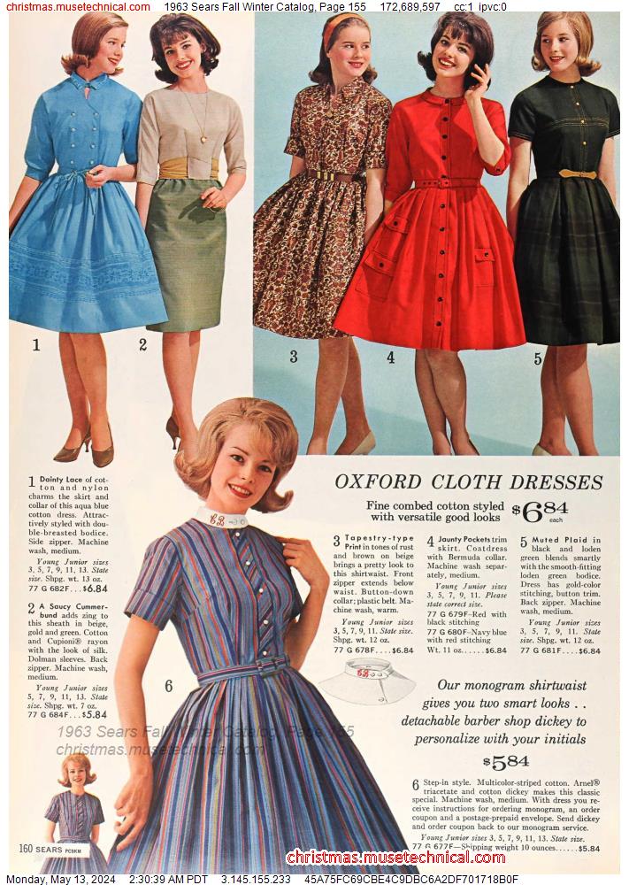 1963 Sears Fall Winter Catalog, Page 155