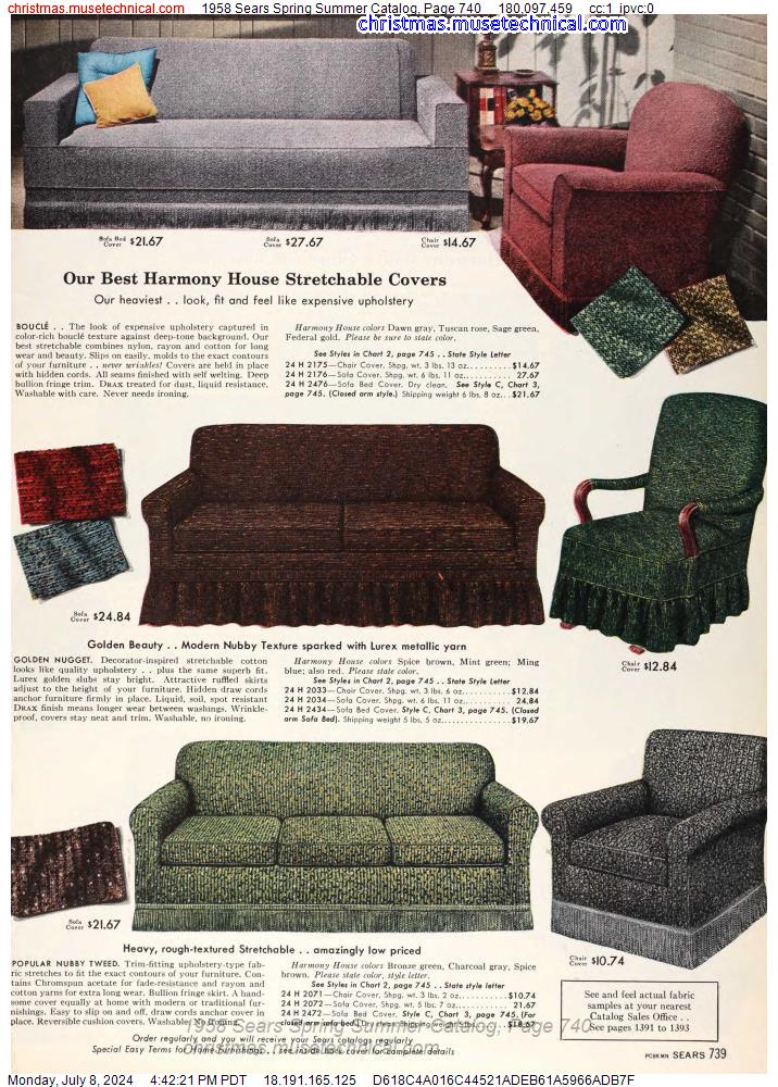 1958 Sears Spring Summer Catalog, Page 740