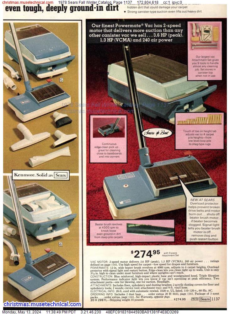 1978 Sears Fall Winter Catalog, Page 1137