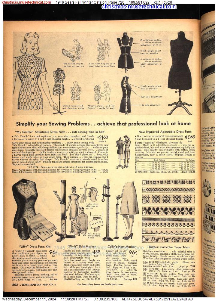 1946 Sears Fall Winter Catalog, Page 720