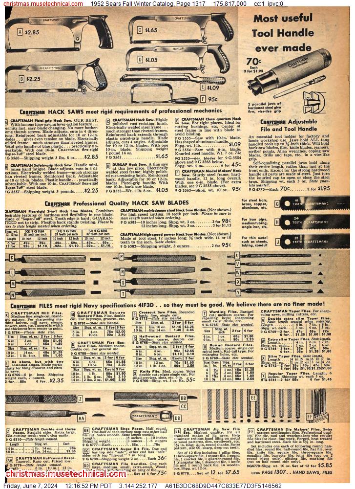 1952 Sears Fall Winter Catalog, Page 1317