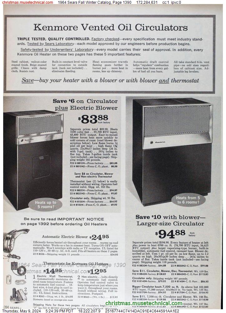 1964 Sears Fall Winter Catalog, Page 1390