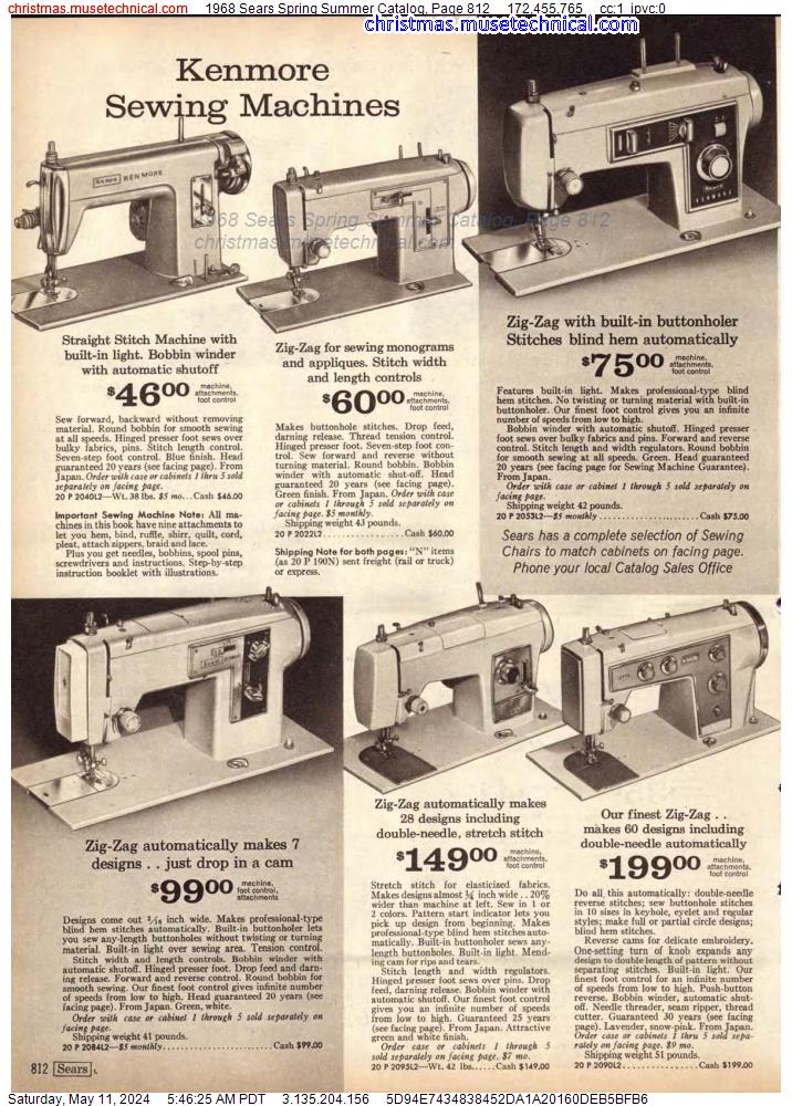 1968 Sears Spring Summer Catalog, Page 812