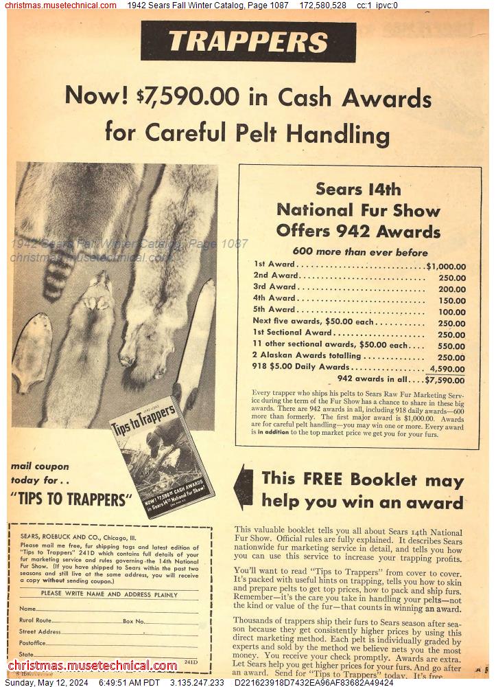 1942 Sears Fall Winter Catalog, Page 1087