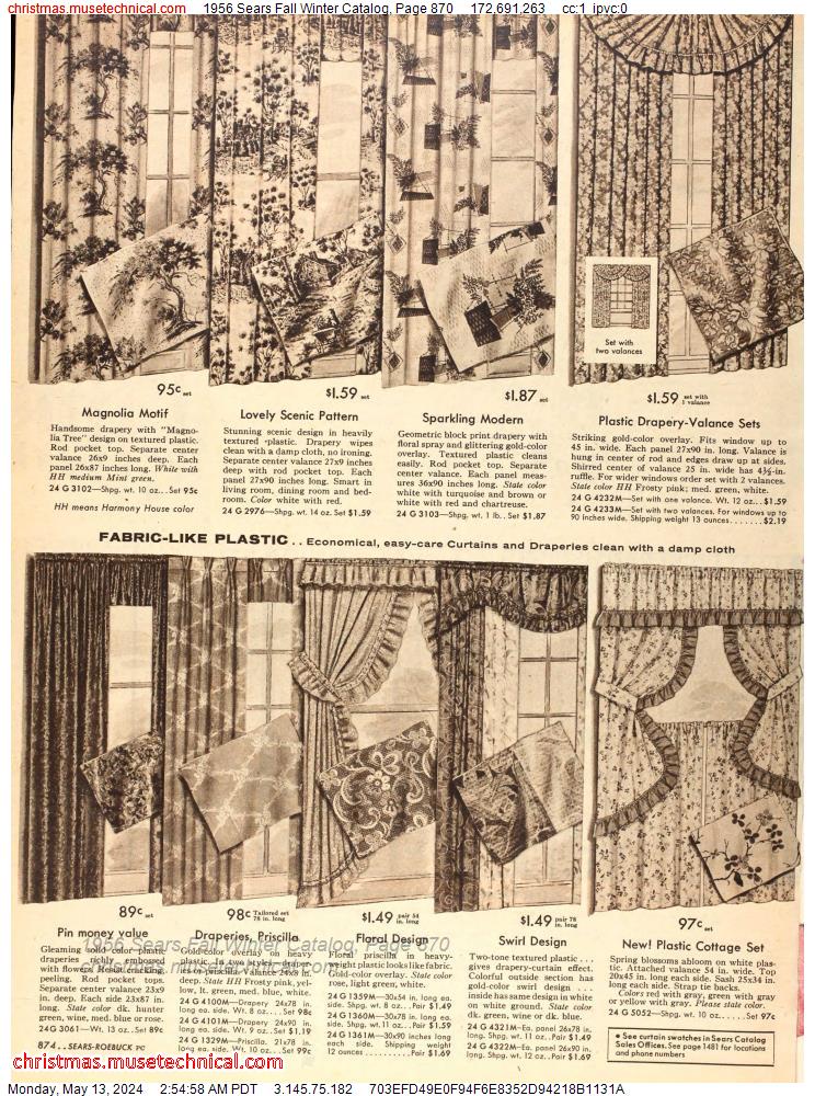 1956 Sears Fall Winter Catalog, Page 870