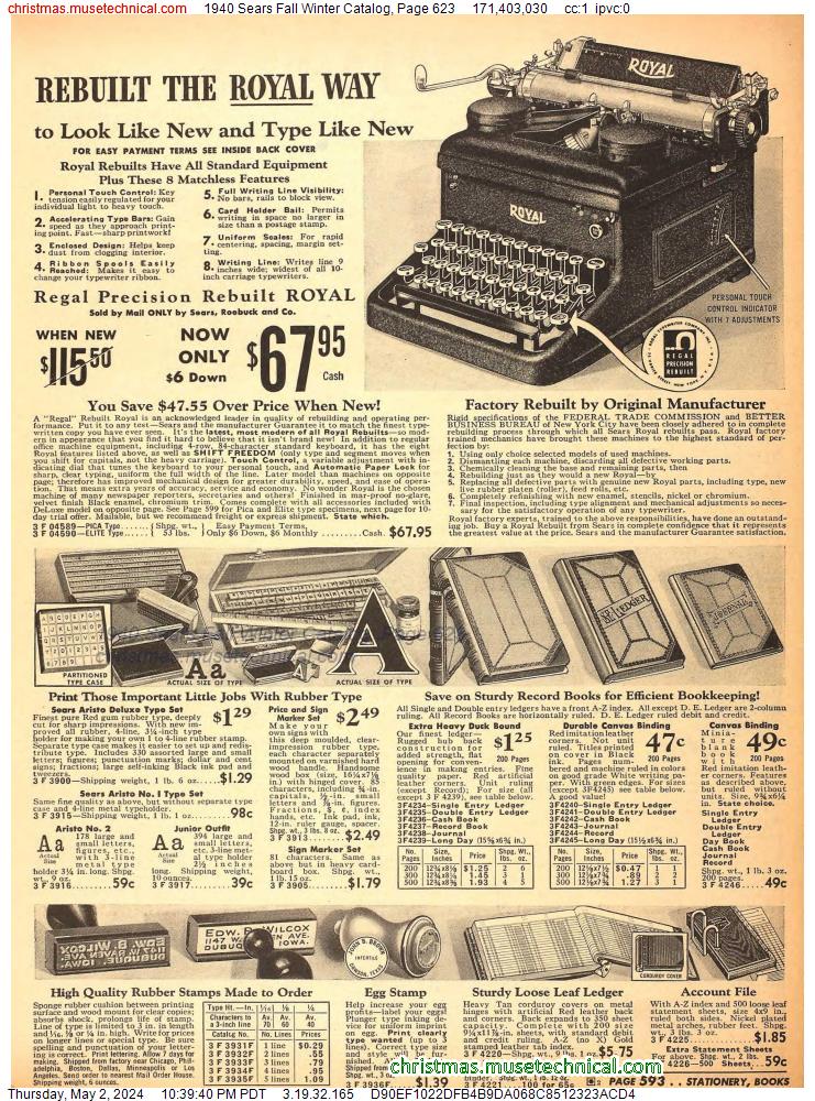 1940 Sears Fall Winter Catalog, Page 623