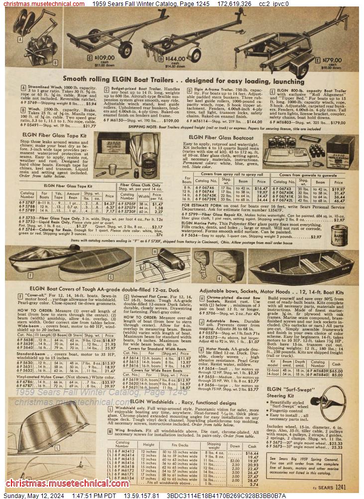 1959 Sears Fall Winter Catalog, Page 1245
