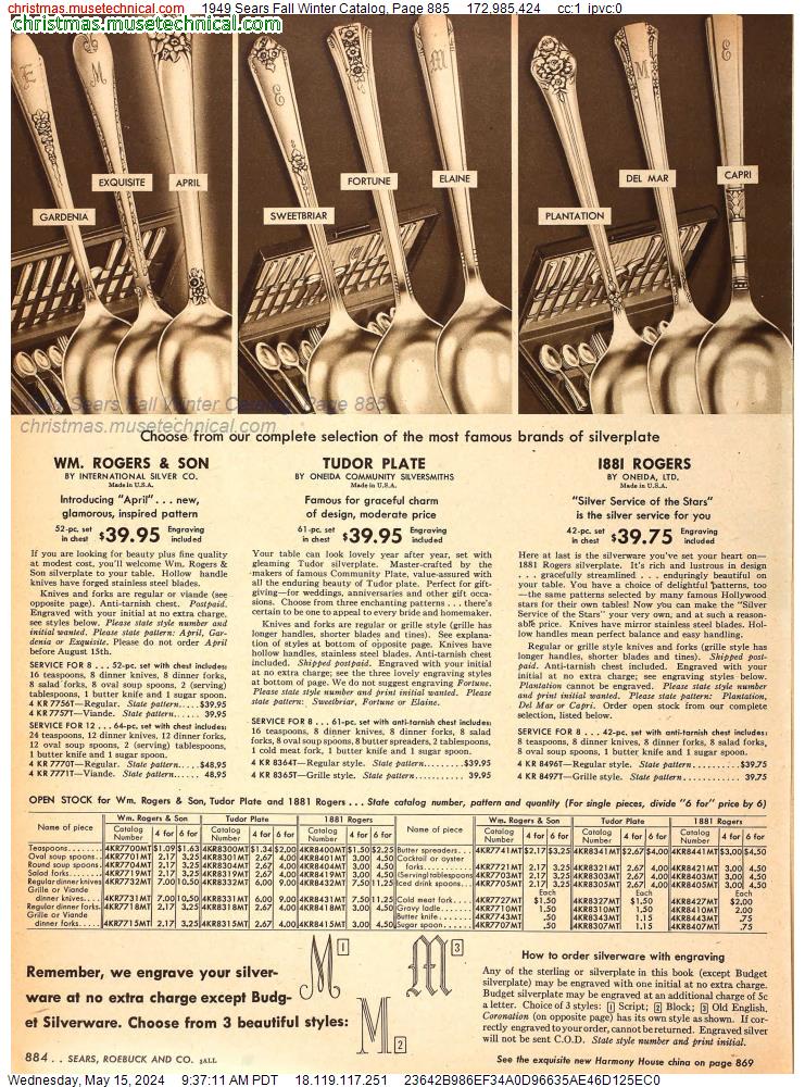 1949 Sears Fall Winter Catalog, Page 885