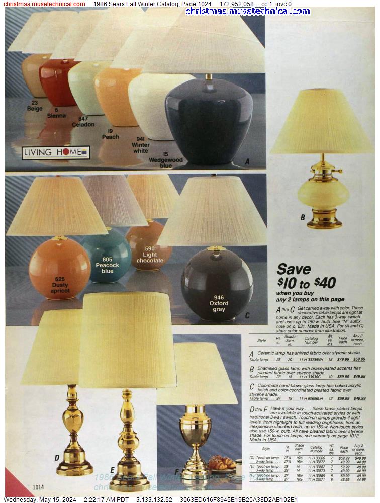 1986 Sears Fall Winter Catalog, Page 1024