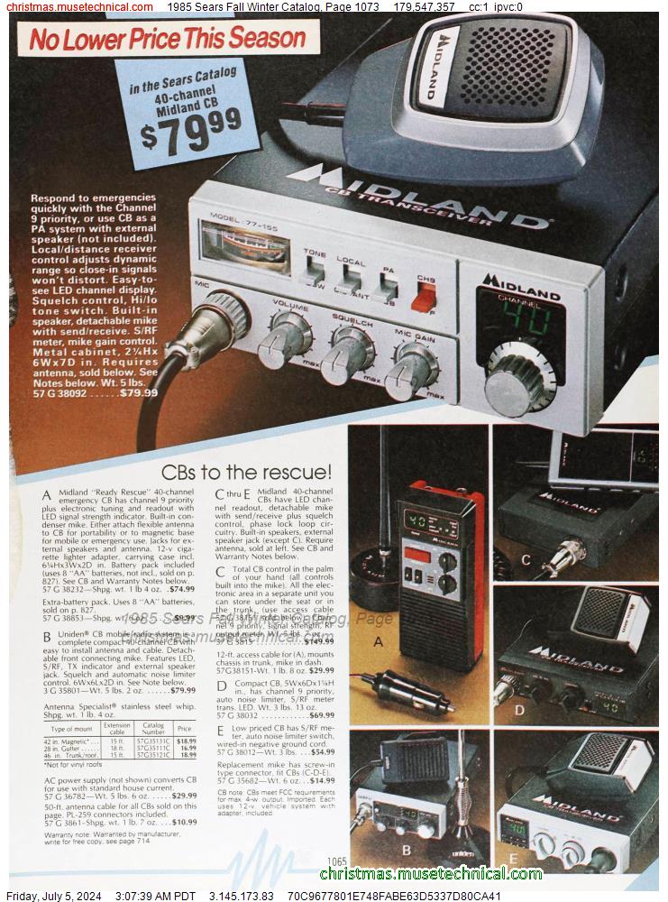 1985 Sears Fall Winter Catalog, Page 1073